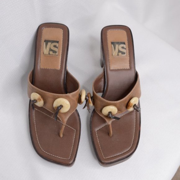 Vintage Y2K Wooden Platform Heeled Clogs Sz 7 - Picture 4 of 9